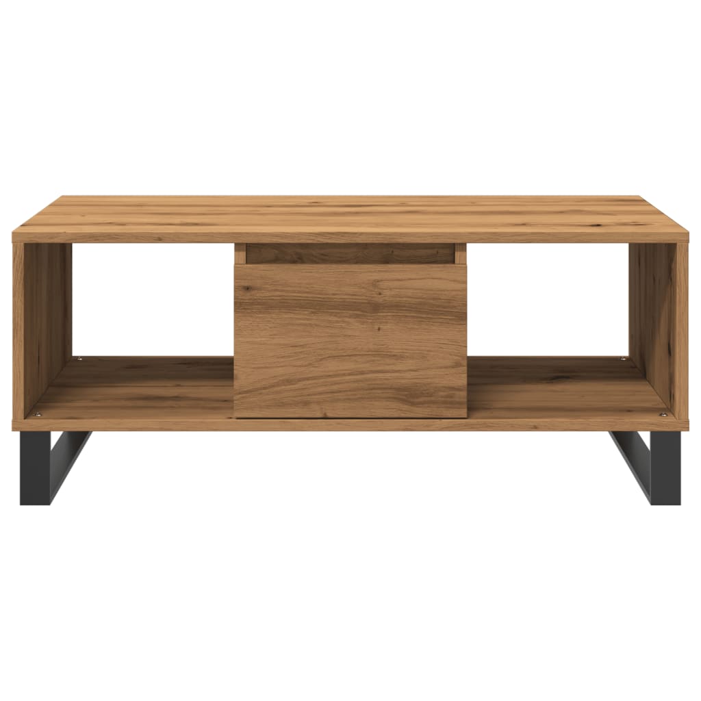 Couchtisch 90×50×36,5 cm – Handgefertigt aus Holzwerkstoff in Artisan Eiche mit Metallfüßen