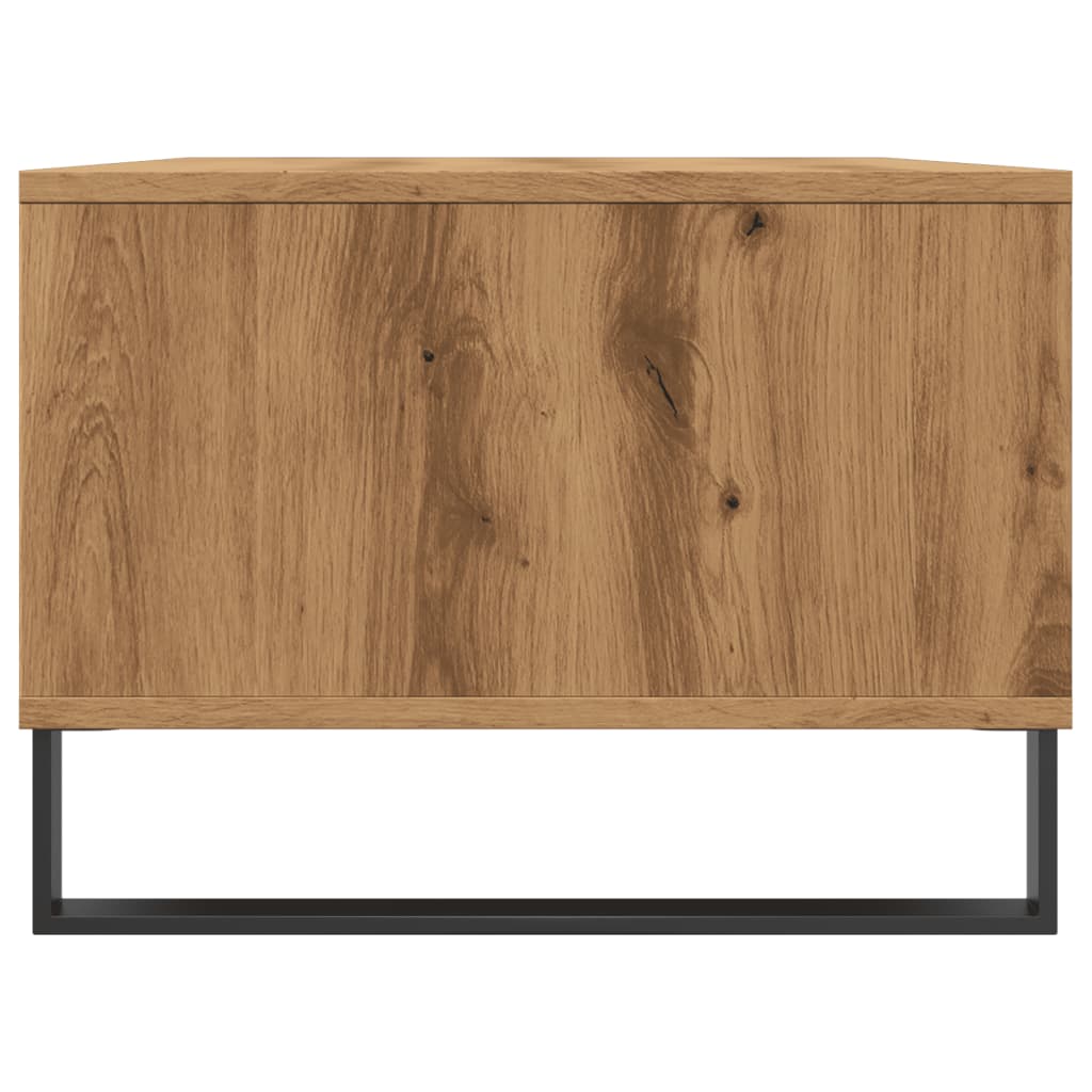 Couchtisch 90×50×36,5 cm – Handgefertigt aus Holzwerkstoff in Artisan Eiche mit Metallfüßen