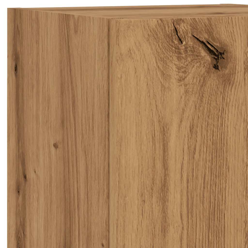 TV cabinet 30.5×30×102 cm – Handcrafted from engineered wood in Artisan Oak with LED lighting | Wall mounting possible
