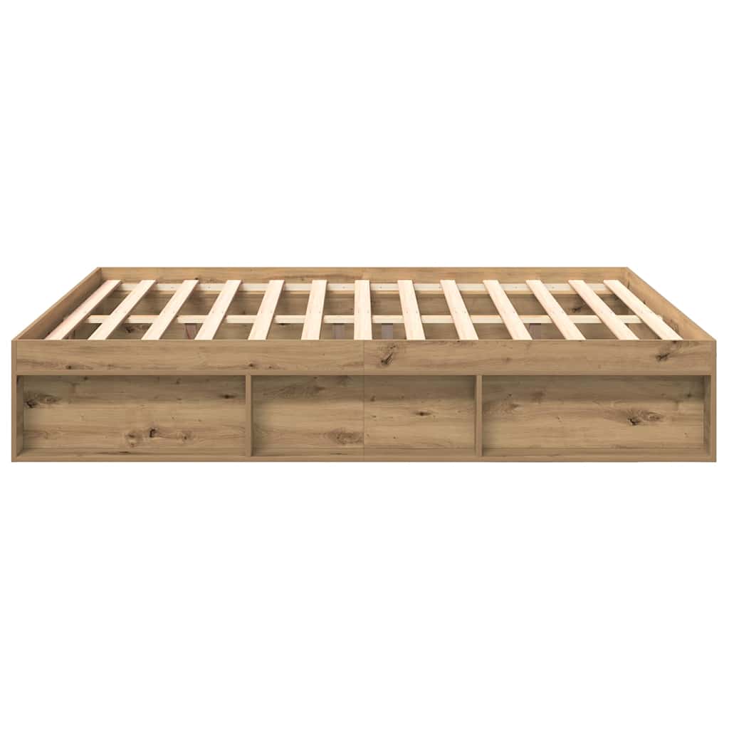 Bed frame 200×200 cm without mattress – Handcrafted from wood material in Artisan Oak | Solid design