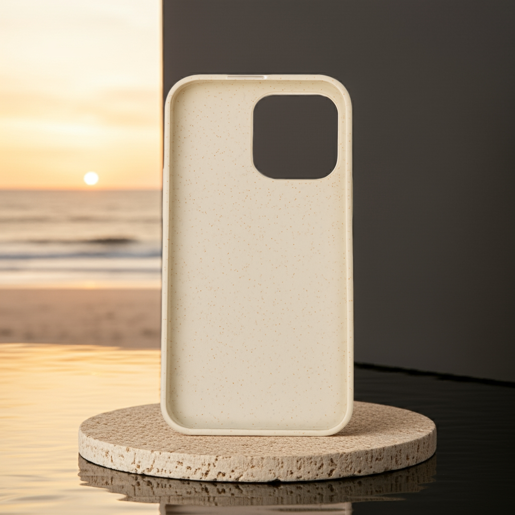 Biologisch abbaubare Handyhülle aus Weizenflachs – Cremeweiß – iPhone 13–16 Pro(Max)