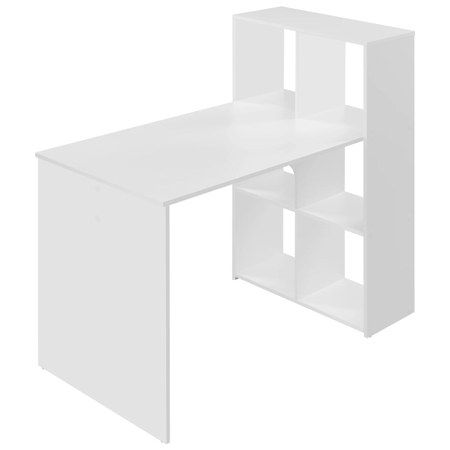 Weißer Computertisch mit Regal 120 x 111 x 63 cm Eckschreibtisch links oder rechts montierbar PC Tisch für Büro Wohnzimmer Arbeitszimmer