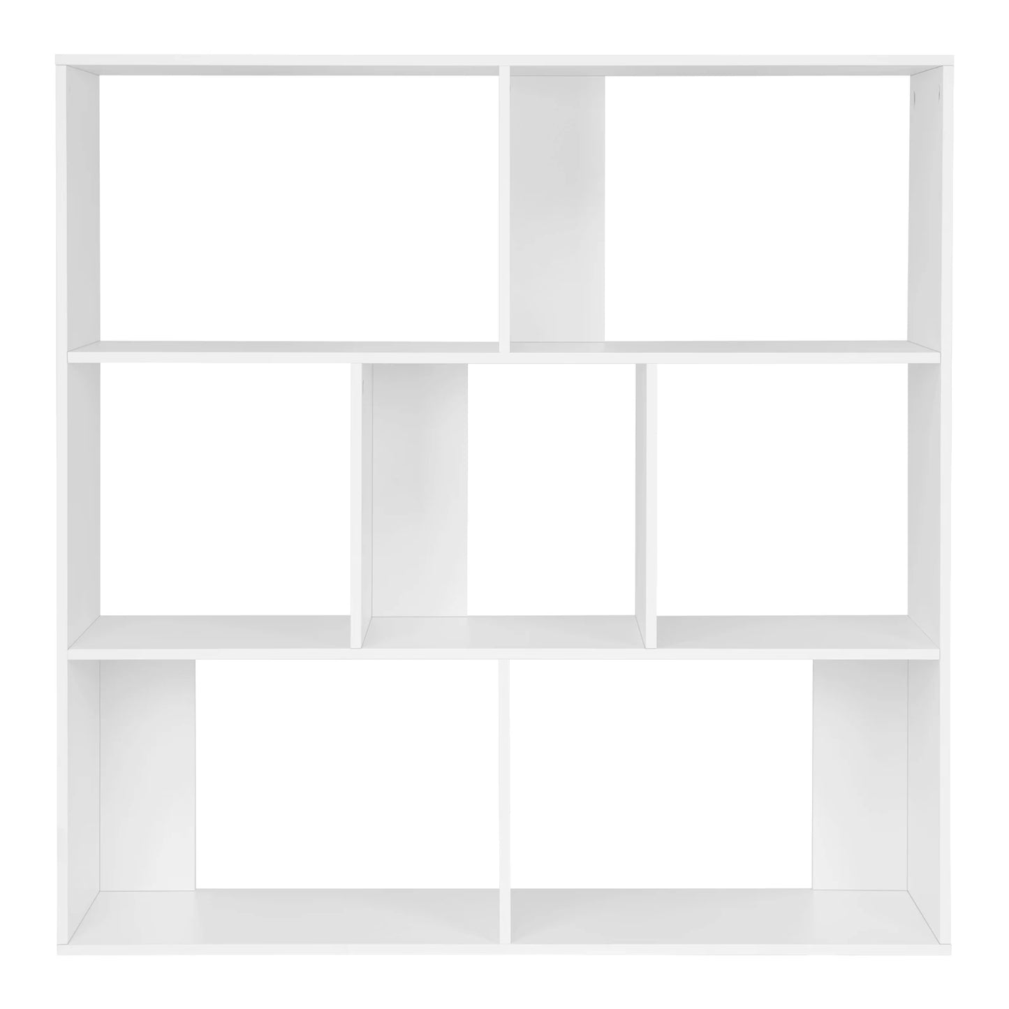 Weißes Bücherregal 7 Fächer 100x100x30 cm Raumteiler Regal Würfelregal für Wohnzimmer Schlafzimmer Büro