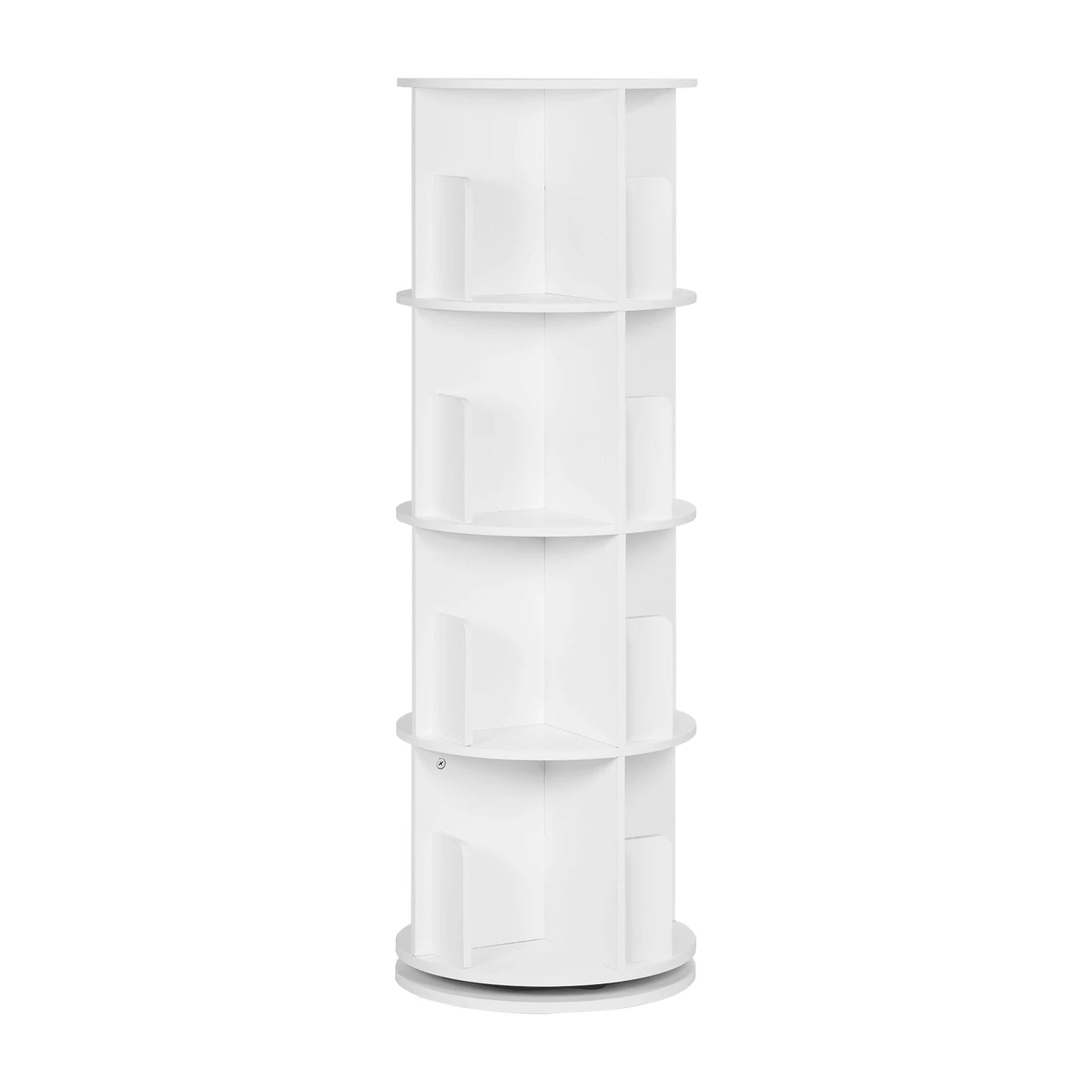 Weißes drehbares Bücherregal 4 Etagen 16 Fächer 360° Regal für Wohnzimmer Büro Kinderzimmer Organizer