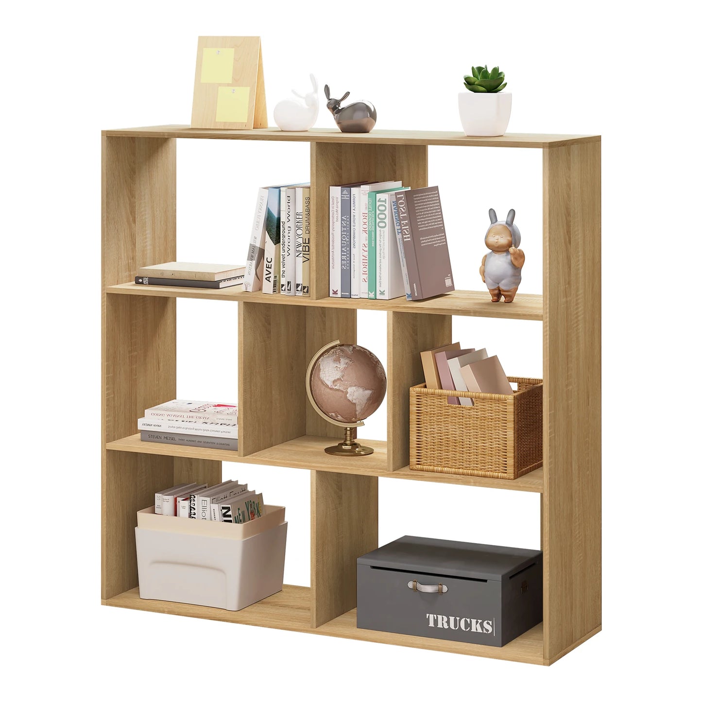 Weißes Bücherregal 7 Fächer 100x100x30 cm Raumteiler Regal Würfelregal für Wohnzimmer Schlafzimmer Büro