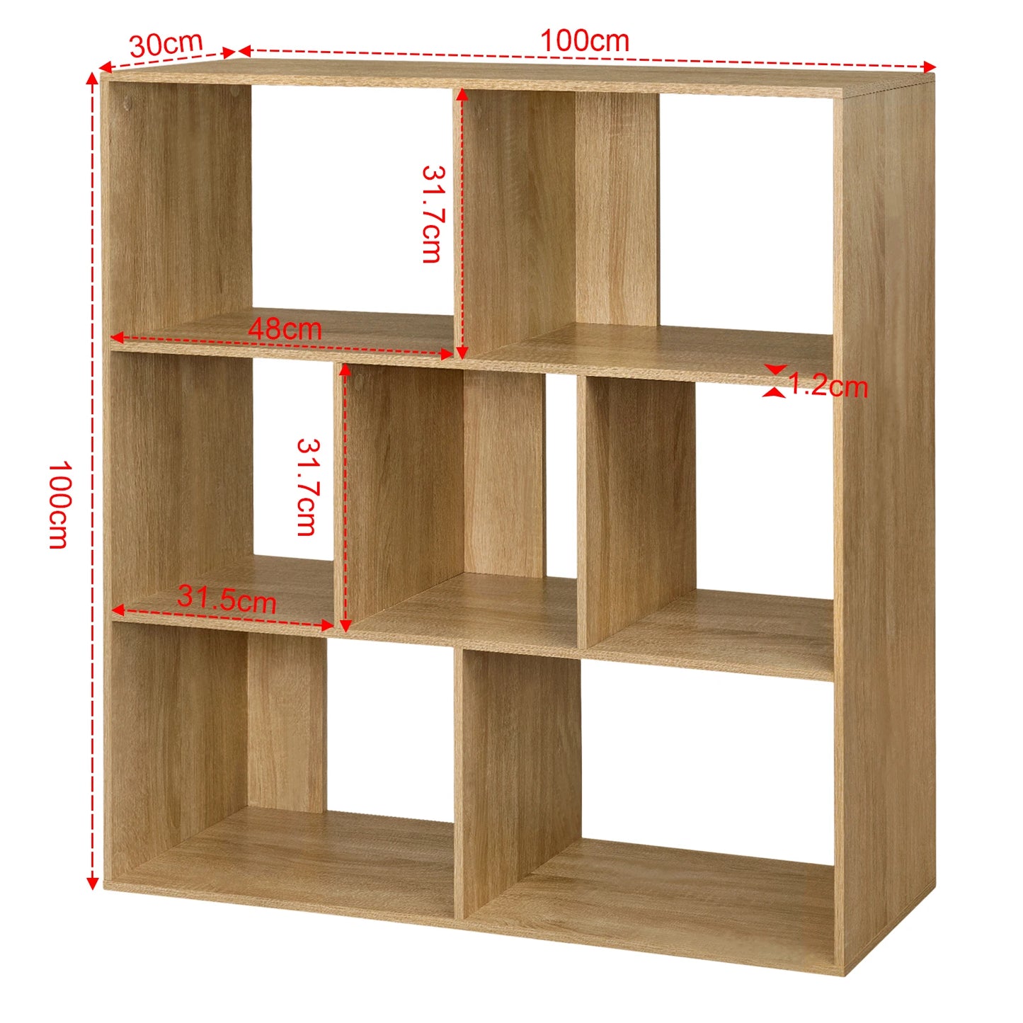 Weißes Bücherregal 7 Fächer 100x100x30 cm Raumteiler Regal Würfelregal für Wohnzimmer Schlafzimmer Büro