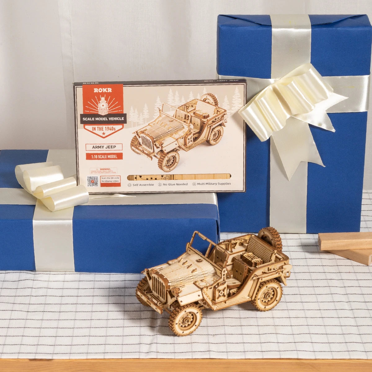 Robotime ROKR 3D Holzpuzzle Fahrzeuge – Dampfzug, Jeep, Truck & Rennwagen zum Selbstbauen