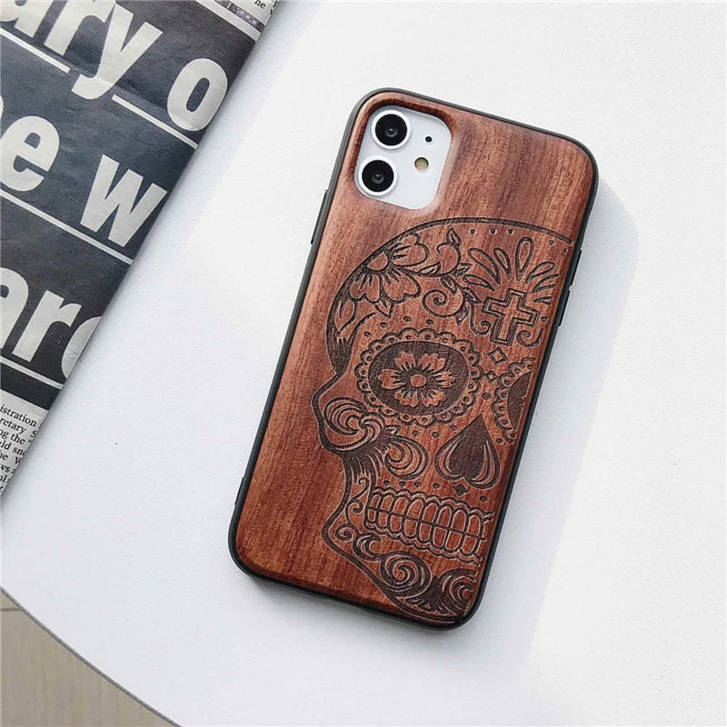 Gravierte Holz Handyhülle Huawei Mate 20 Pro – Echtholz mit Motivwahl