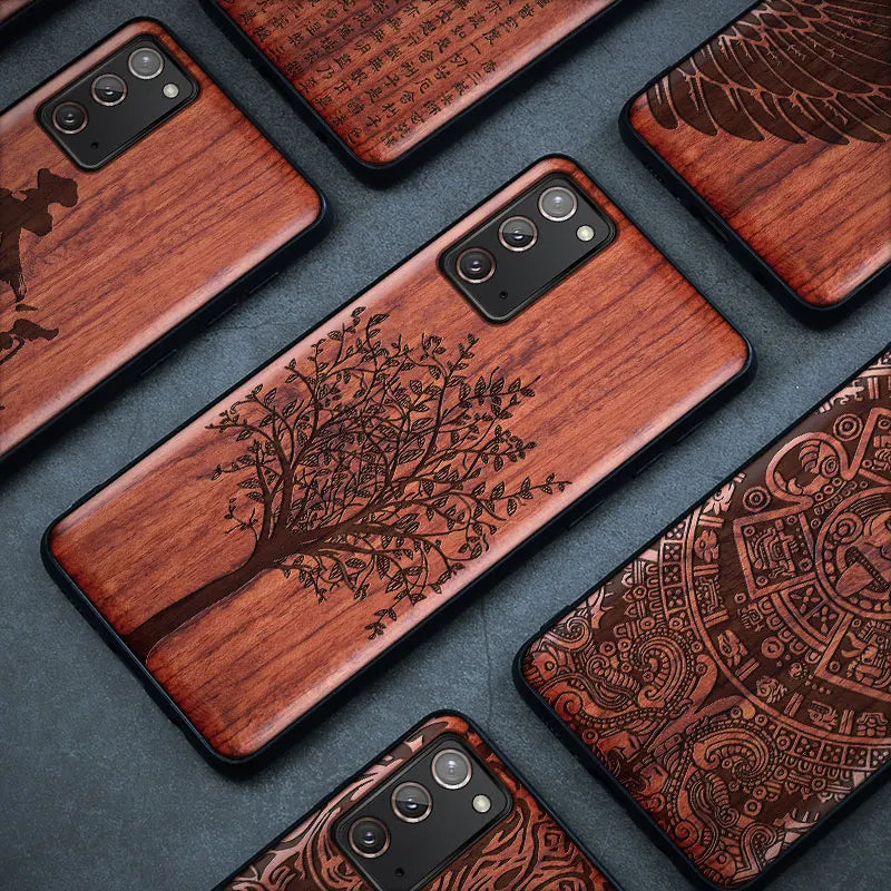Gravierte Holz Handyhülle Samsung Galaxy S20 FE – Echtholz mit Motivwahl