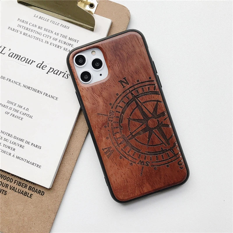 Gravierte Holz Handyhülle Huawei Mate 20 Pro – Echtholz mit Motivwahl