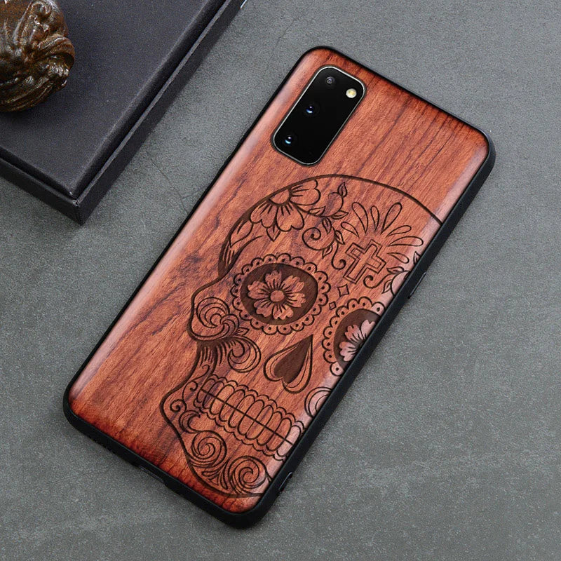 Gravierte Holz Handyhülle Samsung Galaxy S20 FE – Echtholz mit Motivwahl