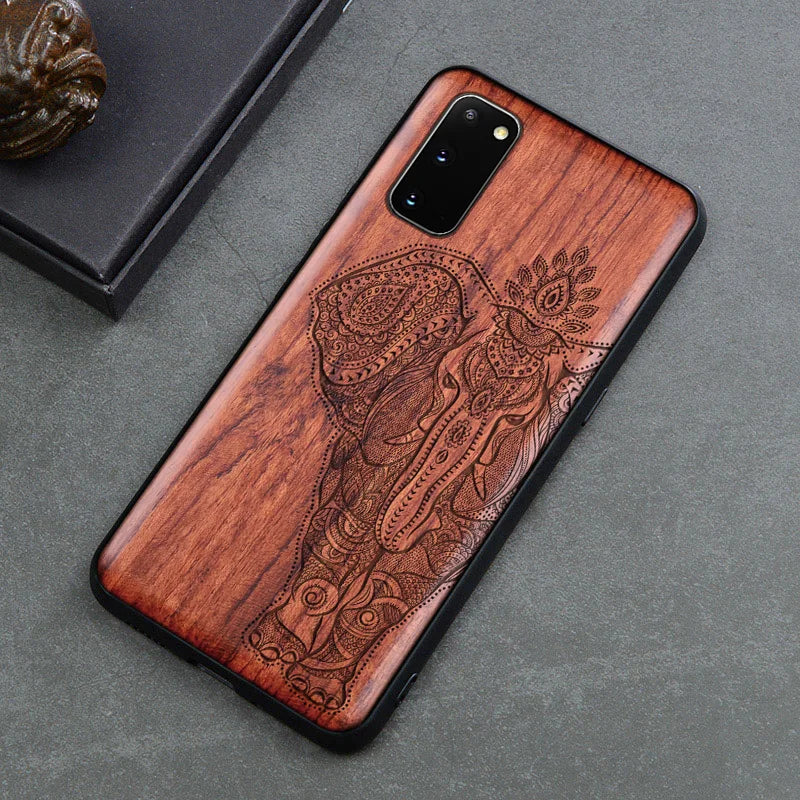 Gravierte Holz Handyhülle Samsung Galaxy S20 FE – Echtholz mit Motivwahl