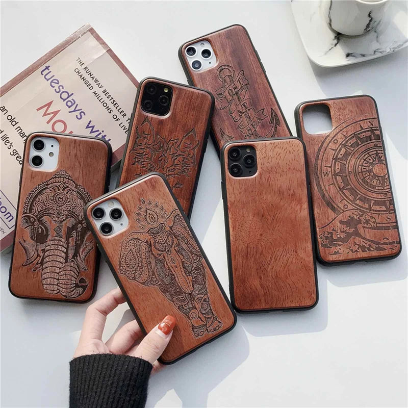 Gravierte Holz Handyhülle Huawei Mate 20 Pro – Echtholz mit Motivwahl