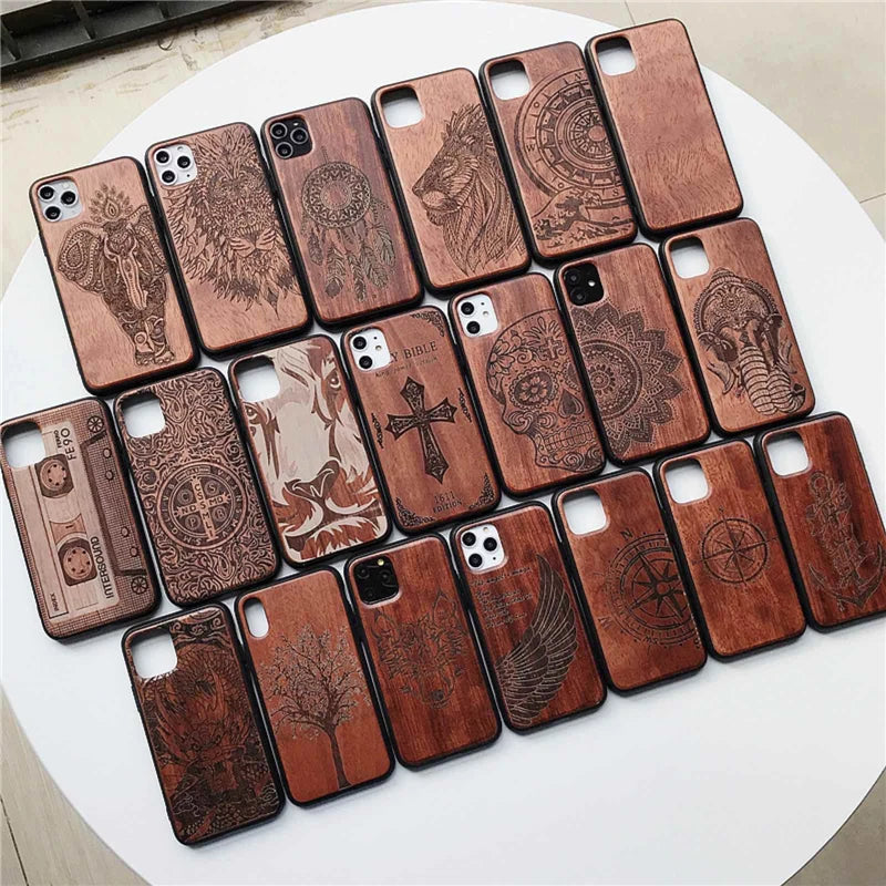 Gravierte Holz Handyhülle Huawei Mate 20 Pro – Echtholz mit Motivwahl