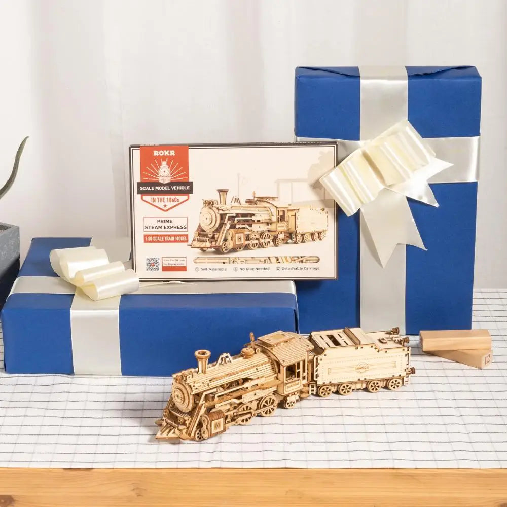 Robotime ROKR 3D Holzpuzzle Fahrzeuge – Dampfzug, Jeep, Truck & Rennwagen zum Selbstbauen