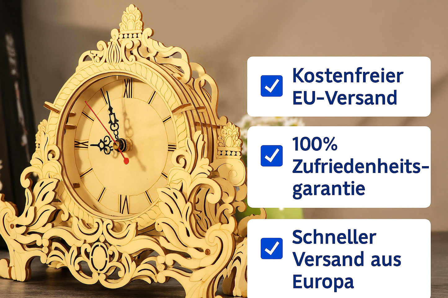 Horloge puzzle 3D en bois – Kit de bricolage en bois pour adultes et adolescents