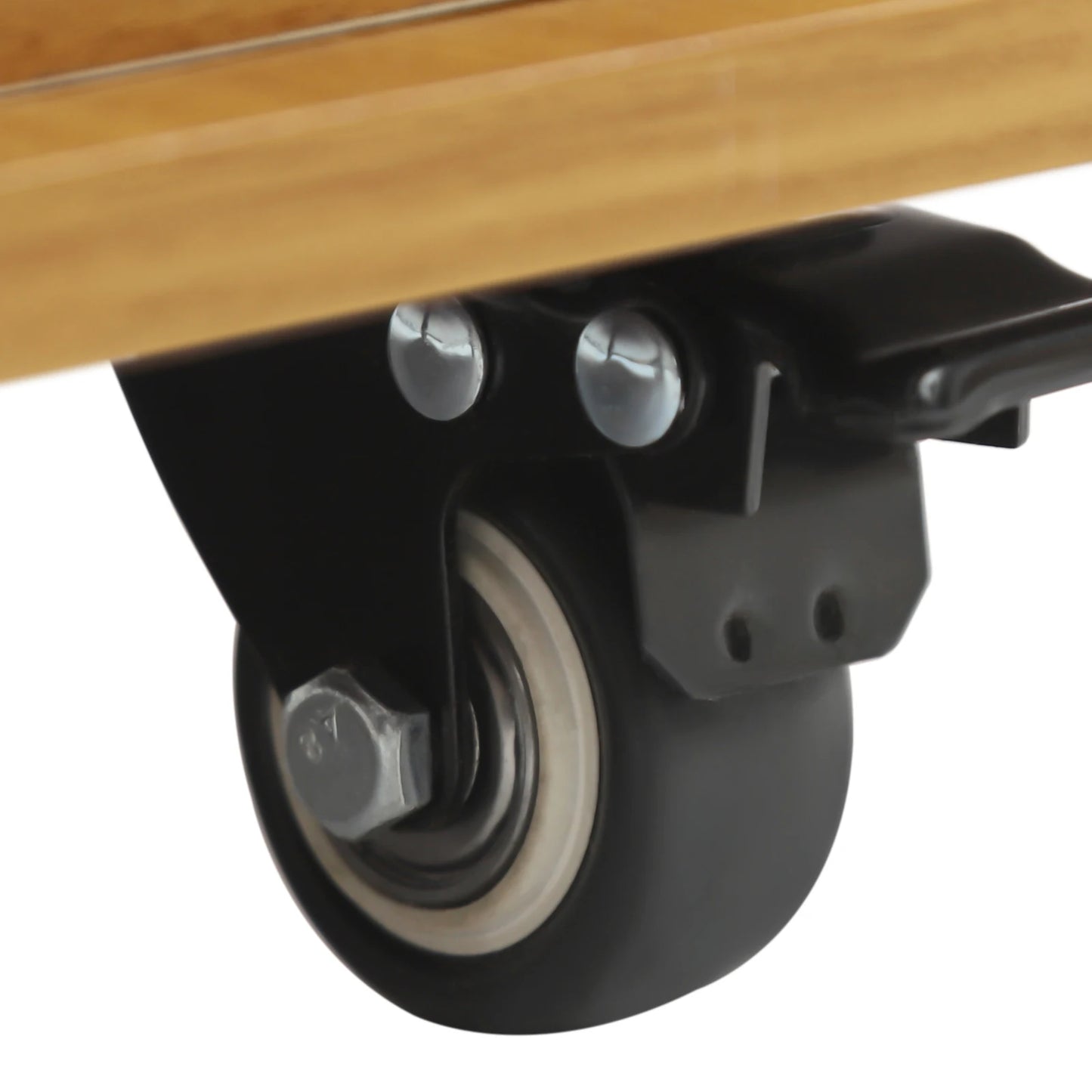 Rotating solid wood bookcase with drawer – 4 levels, 360° rotatable, on castors