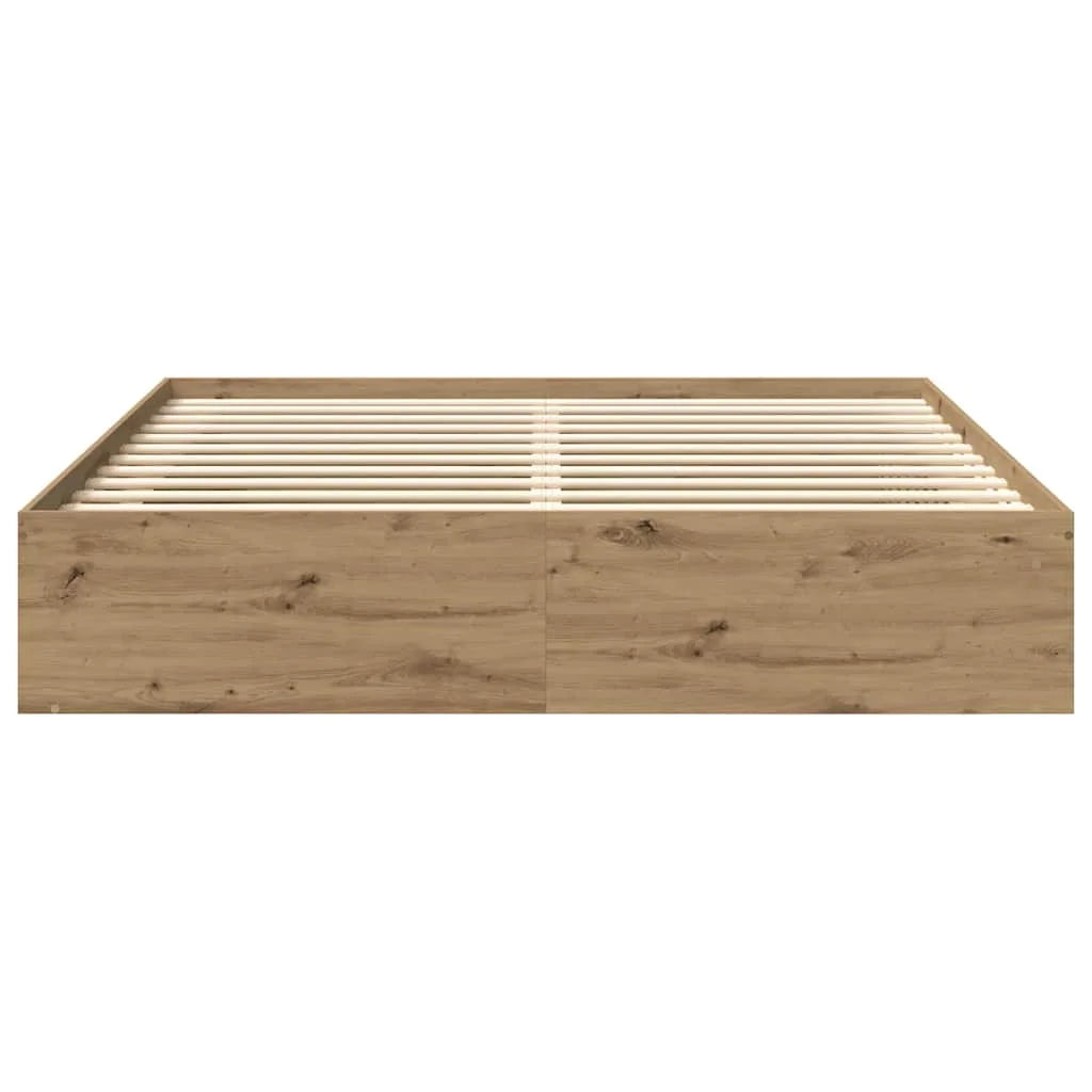Bed frame 200×200 cm without mattress – Handcrafted from wood material in Artisan Oak | Solid design