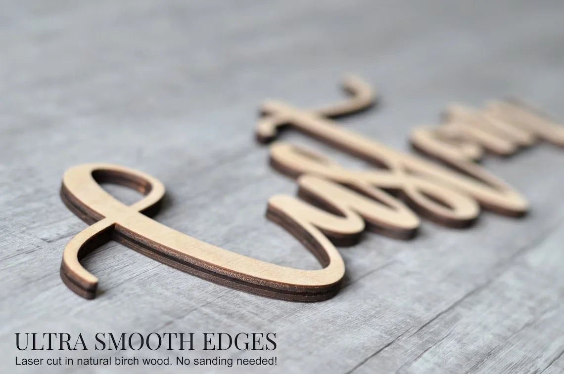 Personalized wooden lettering – 45 cm – name plate for baby room, wedding or gift – wall decoration