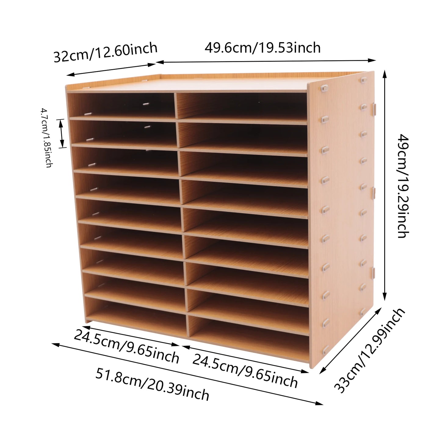 Dokumentenablage Holz 18 Fächer Aktenorganizer A4 Schreibtischregal Aktenregal für Büro und Home Office