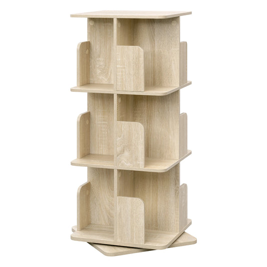Bookcase 3 levels 360° rotating shelf 40 x 94.5 x 40 cm MDF standing shelf with 12 compartments for living room office bedroom