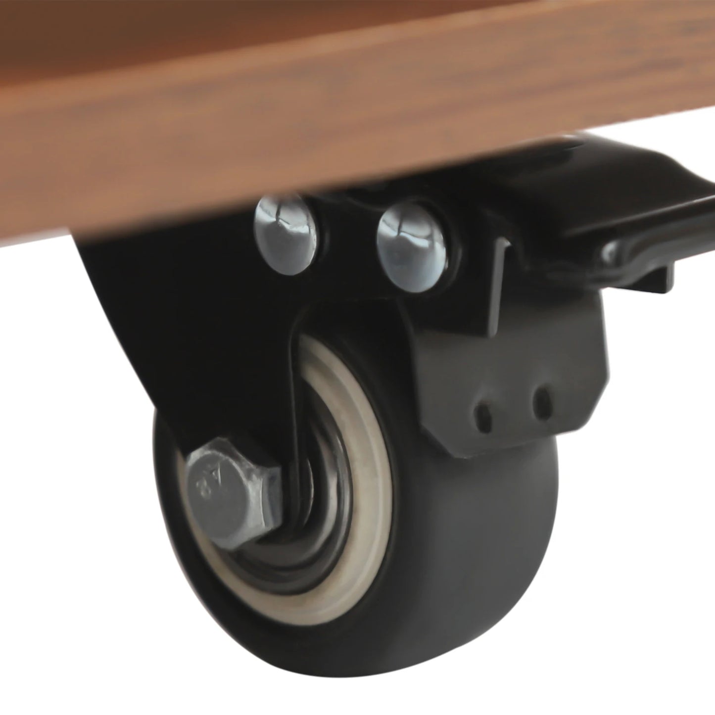 Rotating solid wood bookcase with drawer – 4 levels, 360° rotatable, on castors