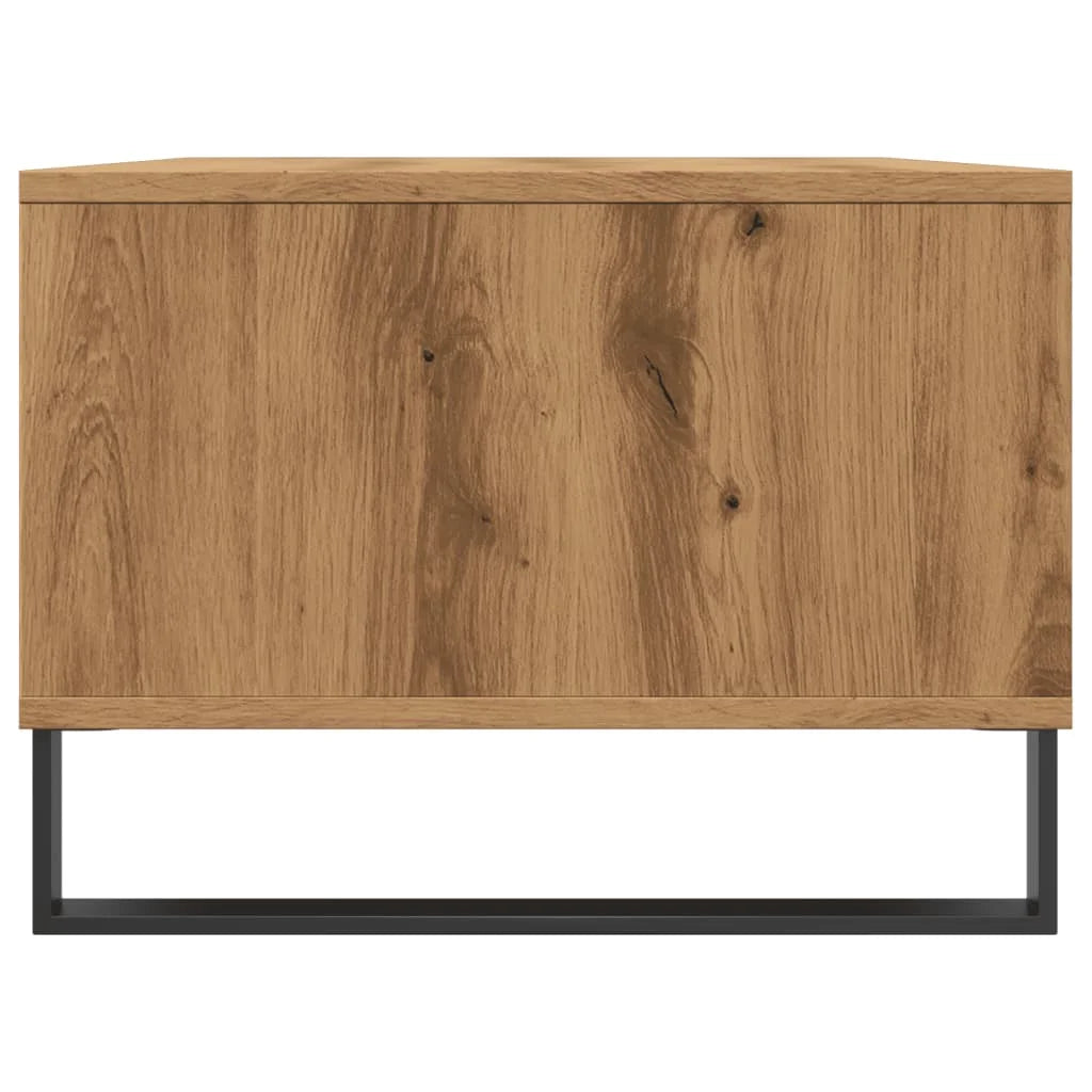 Couchtisch 90×50×36,5 cm – Handgefertigt aus Holzwerkstoff in Artisan Eiche mit Metallfüßen