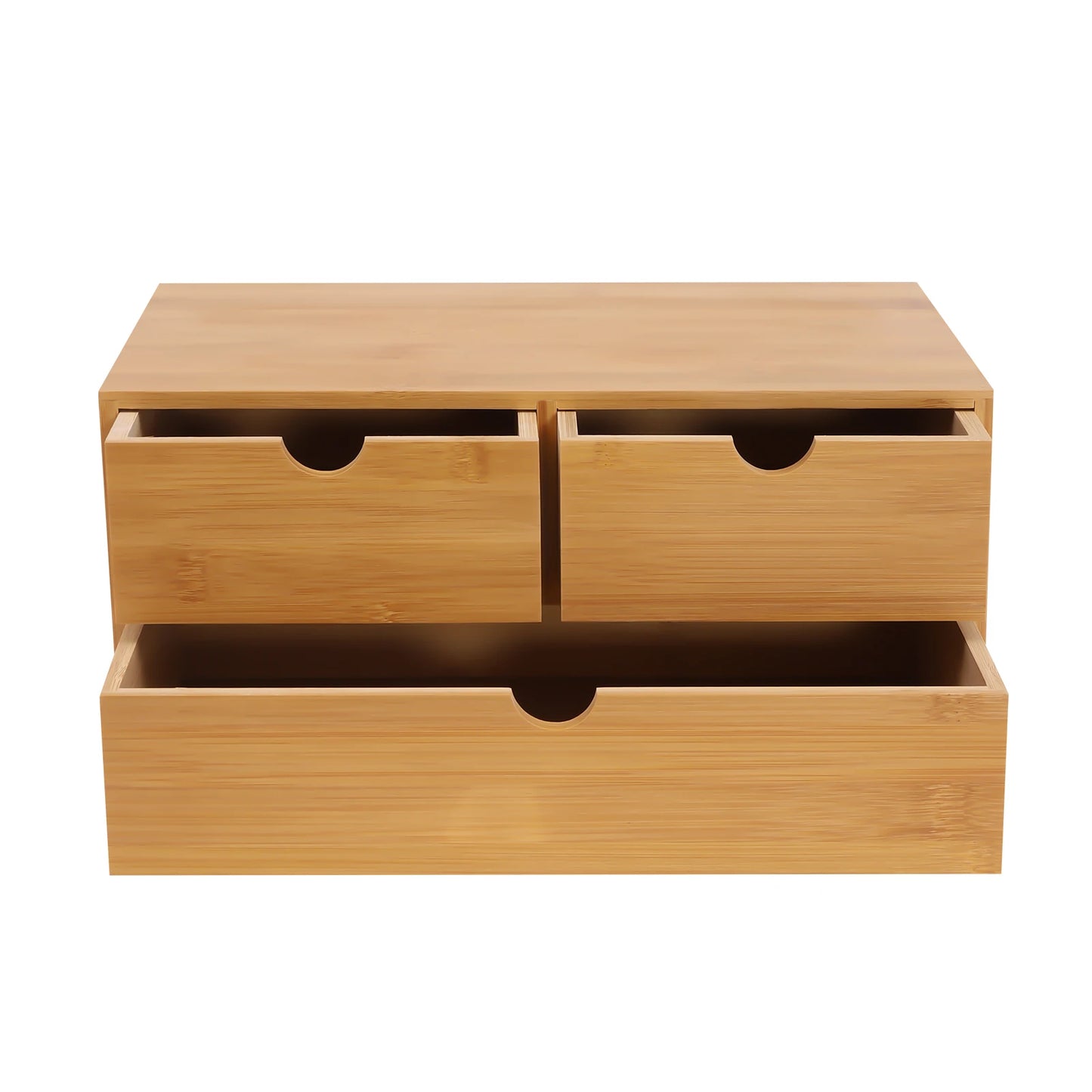 Bambus Schreibtisch Organizer mit 3 Schubladen 33 x 19 x 16 cm Holz Desktop Organizer für Büro und Zuhause