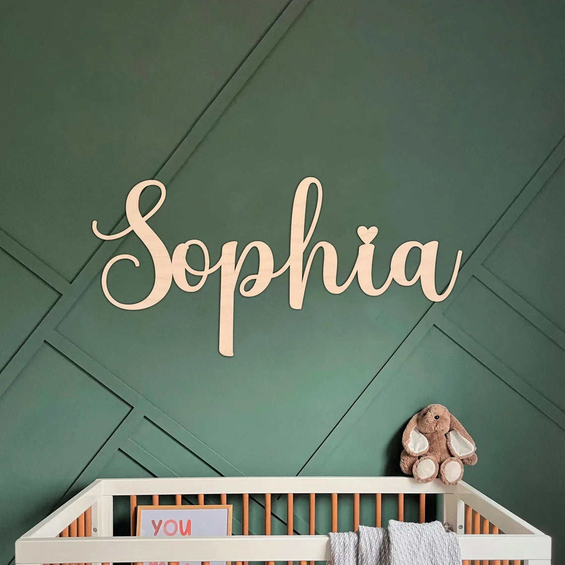 Personalized wooden lettering – 45 cm – name plate for baby room, wedding or gift – wall decoration