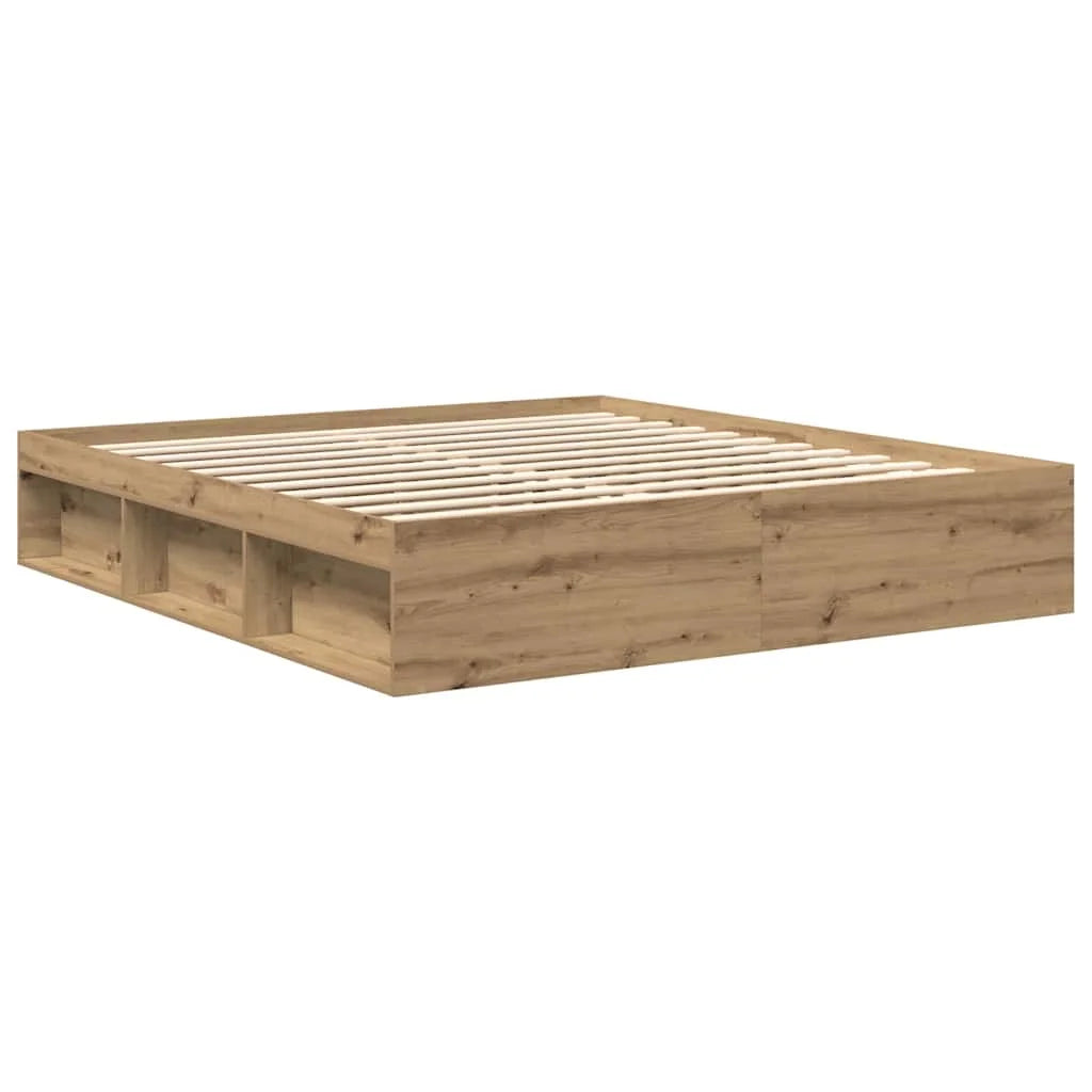 Bed frame 200×200 cm without mattress – Handcrafted from wood material in Artisan Oak | Solid design