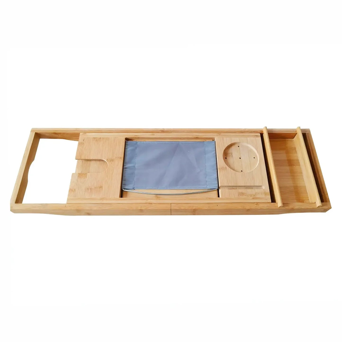 Bambus Badewannenablage 75–109 cm – erweiterbares Tablett mit Weinglashalter und Tabletfach