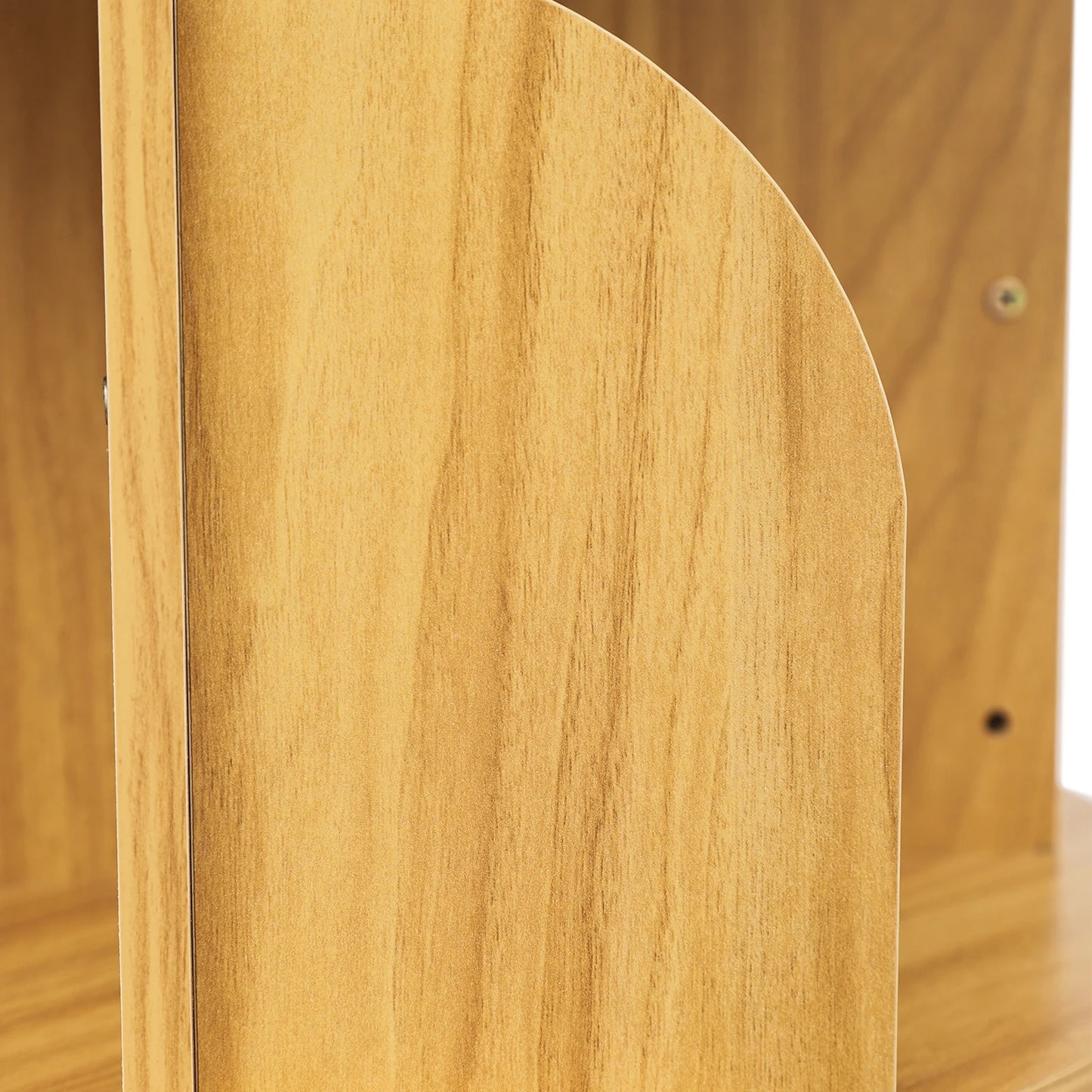 Rotating solid wood bookcase with drawer – 4 levels, 360° rotatable, on castors
