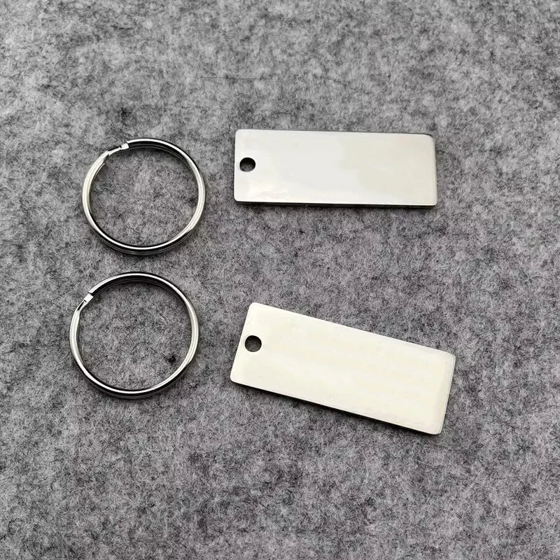 Porte-clés personnalisé en acier inoxydable – gravure avec nom, numéro de téléphone ou logo