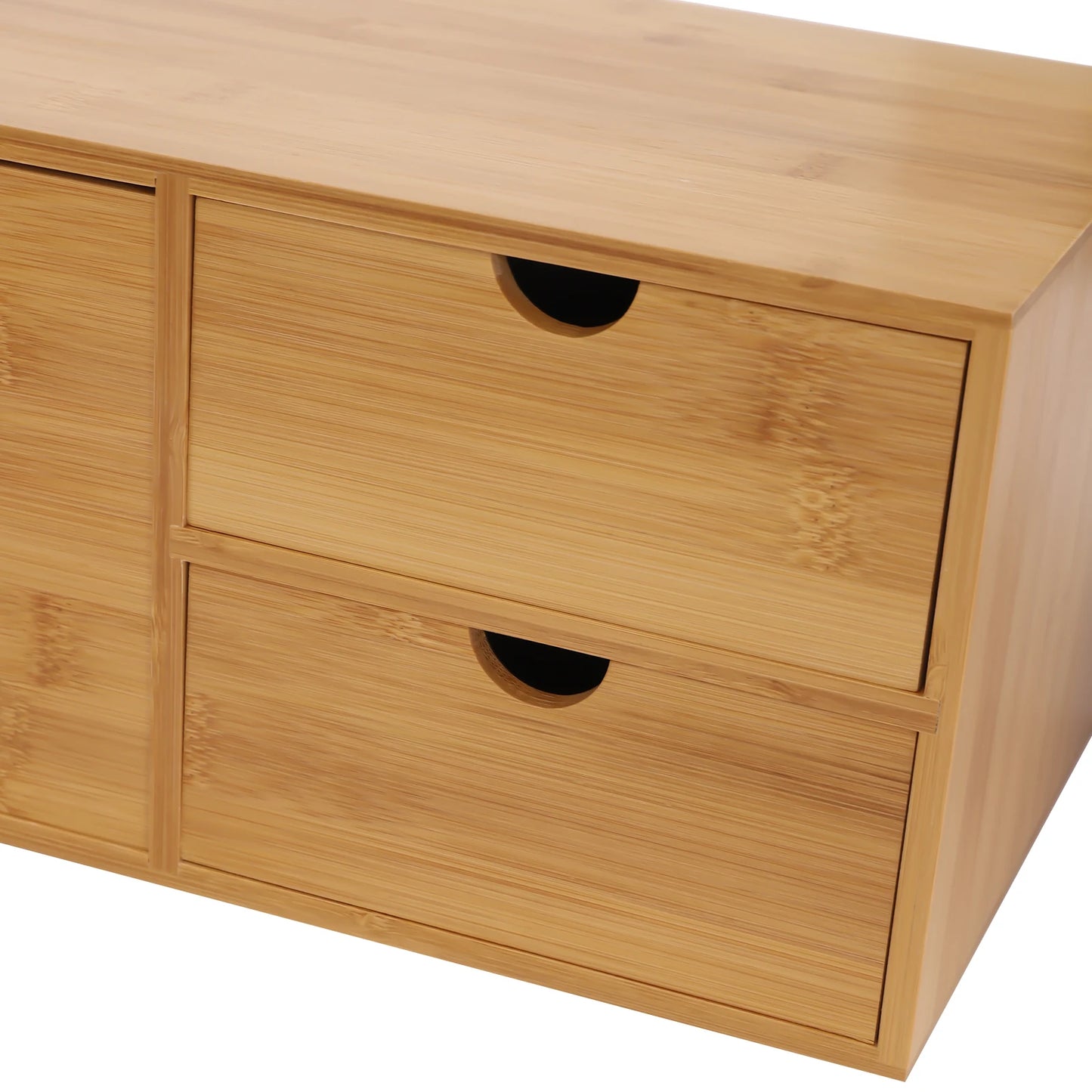 Bambus Schreibtisch Organizer mit 3 Schubladen Retro Design Umweltfreundlicher Tisch Organizer für Büro und Home Office