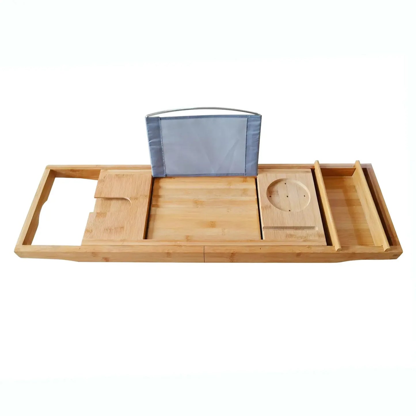 Bambus Badewannenablage 75–109 cm – erweiterbares Tablett mit Weinglashalter und Tabletfach