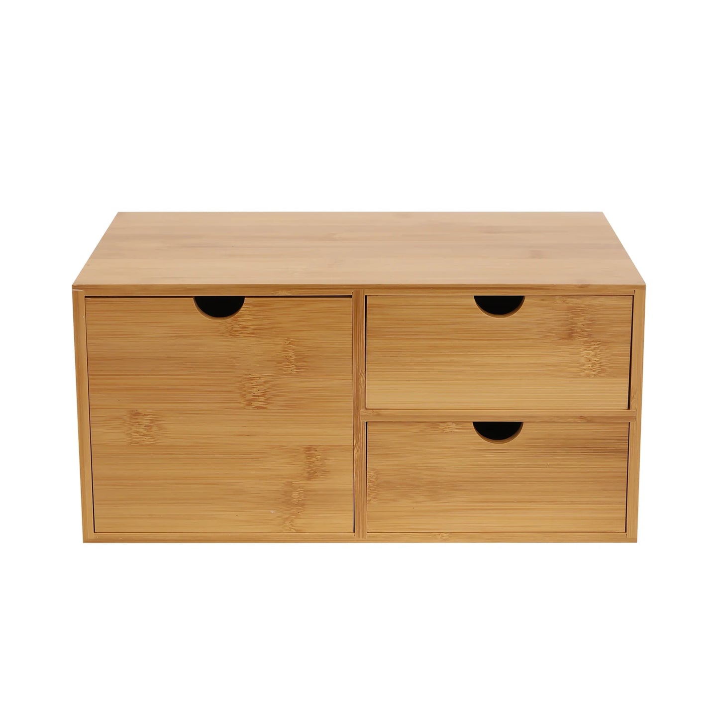 Bambus Schreibtisch Organizer mit 3 Schubladen Retro Design Umweltfreundlicher Tisch Organizer für Büro und Home Office