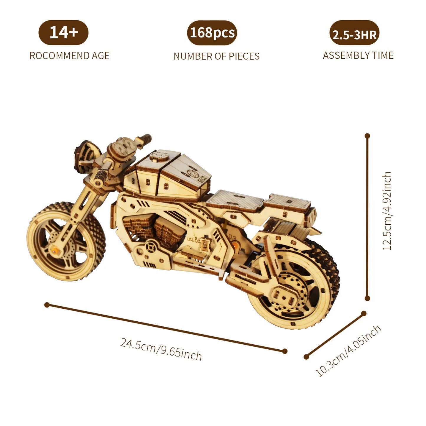 3D Wooden Puzzle Motorcycle β DIY Wooden Model Kit | Handmade Gift for Hobbyists for Christmas & Birthday