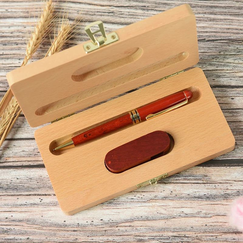 USB stick with wooden case – 4–128 GB, beech & rosewood, gift & promotion