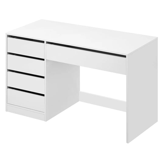 Weißer Computertisch mit 5 Schubladen 120 x 55 cm Schreibtisch Bürotisch Schminktisch ohne Spiegel