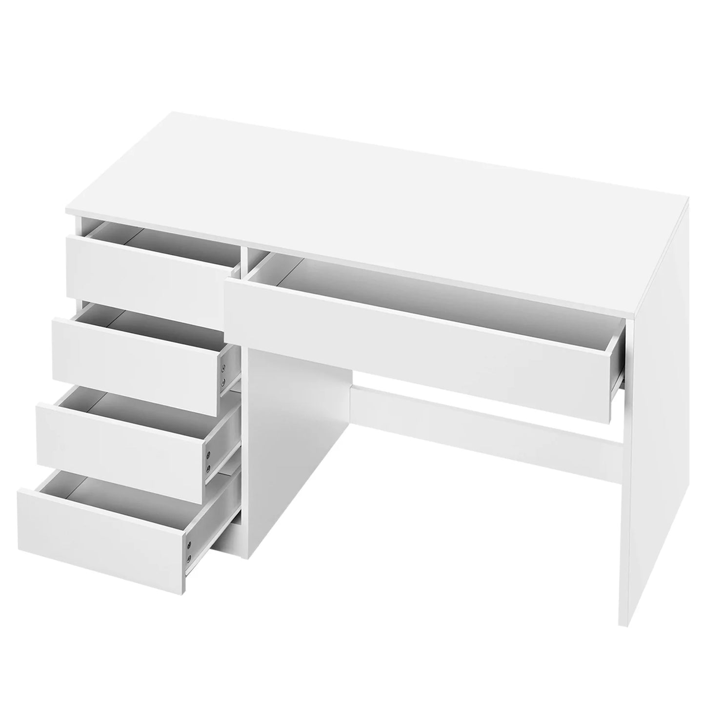 Weißer Computertisch mit 5 Schubladen 120 x 55 cm Schreibtisch Bürotisch Schminktisch ohne Spiegel