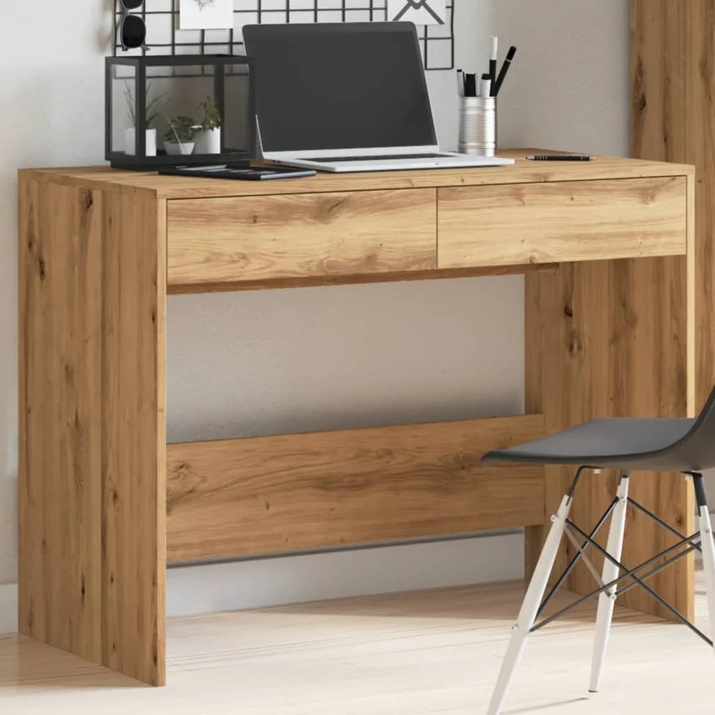 Desk 101×50×76.5 cm – Handcrafted from engineered wood in Artisan Oak | With 2 drawers