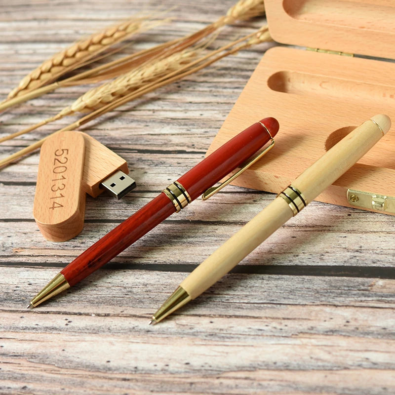 USB stick with wooden case – 4–128 GB, beech & rosewood, gift & promotion