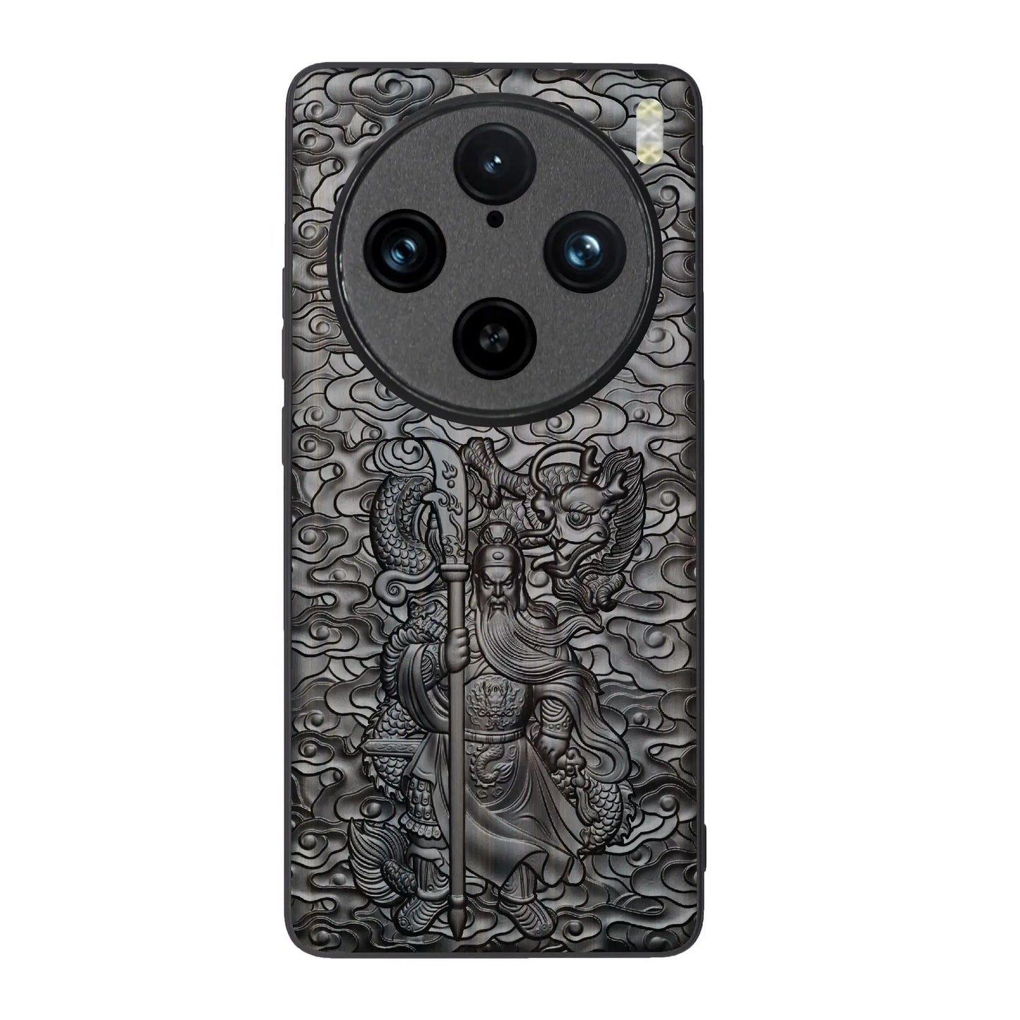 The Guardian – Engraved Sandalwood Case with Guan Yu for Vivo X100 & X200