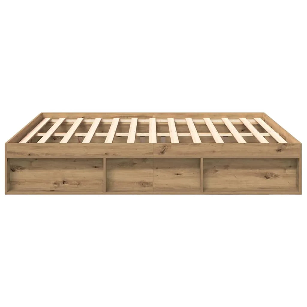 Bed frame 200×200 cm without mattress – Handcrafted from wood material in Artisan Oak | Solid design