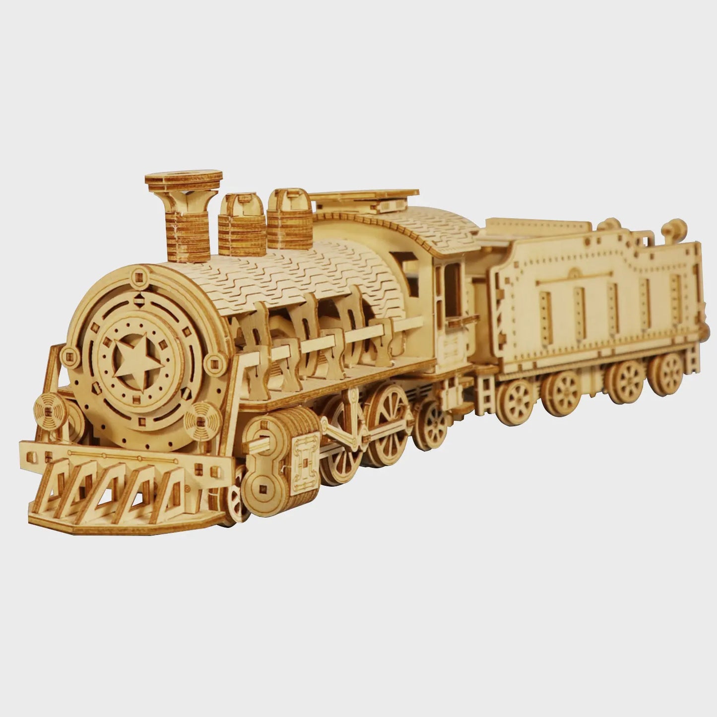 Train puzzle 3D en bois – Kit de construction mécanique à monter soi-même en bois naturel