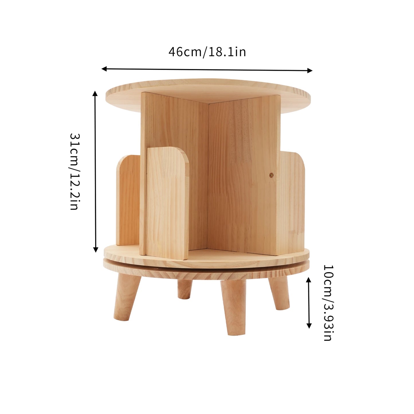 Bibliothèque rotative en bois – 1 à 6 niveaux, ronde, peu encombrante et moderne