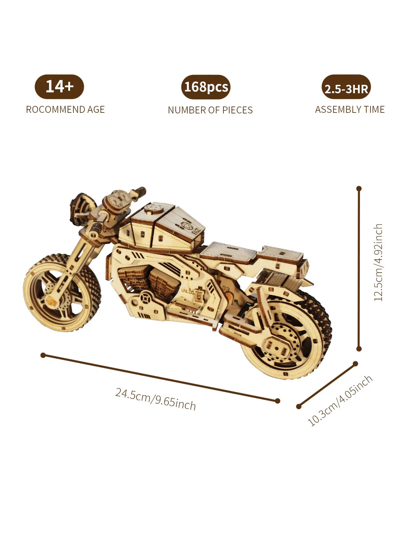 3D Wooden Puzzle Motorcycle β DIY Wooden Model Kit | Handmade Gift for Hobbyists for Christmas & Birthday