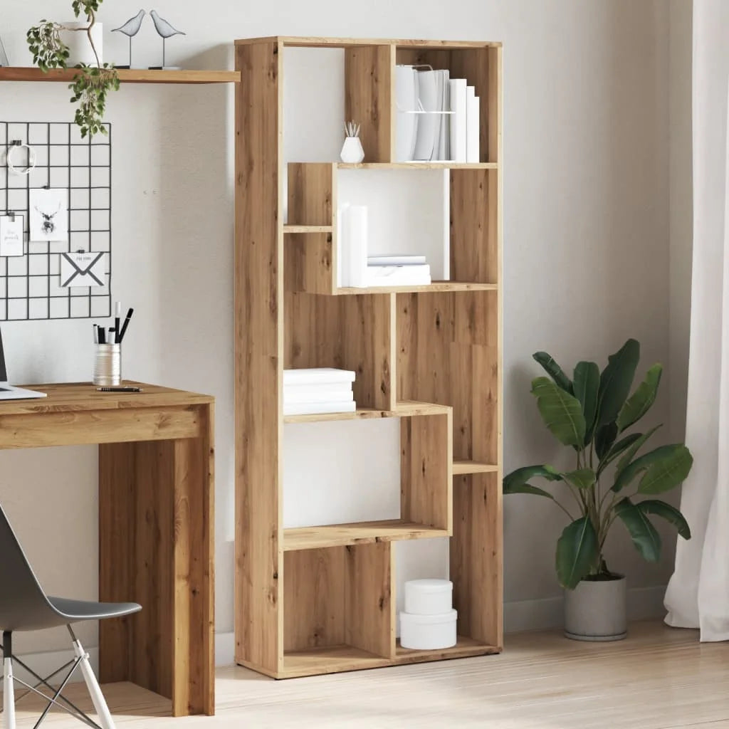 Bücherregal 67×24×161 cm – Handgefertigt aus Holzwerkstoff in Artisan Eiche | Flexibel aufstellbar