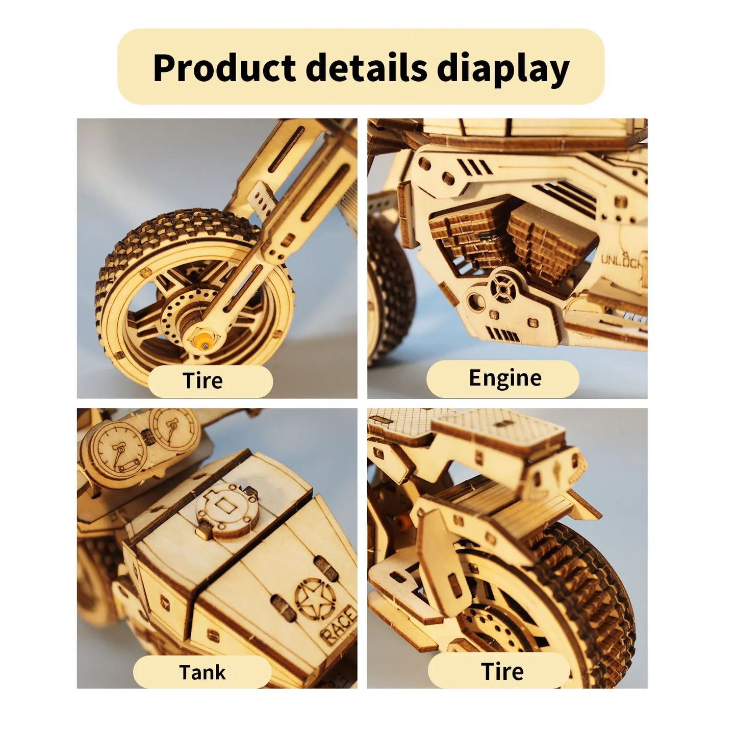 3D Wooden Puzzle Motorcycle β DIY Wooden Model Kit | Handmade Gift for Hobbyists for Christmas & Birthday