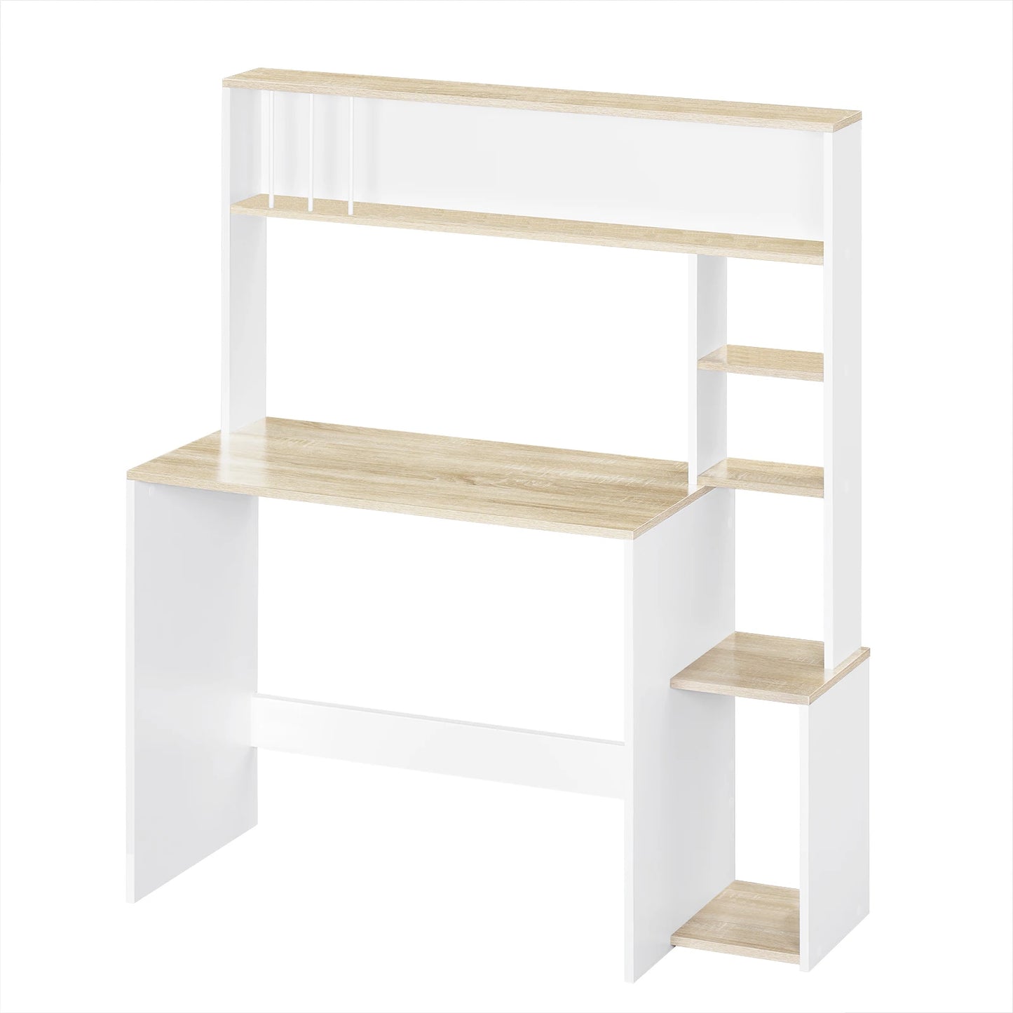 Computer desk with storage space 113.5 x 45 x 139 cm Desk with 5 shelves Scandinavian workstation for office and living room
